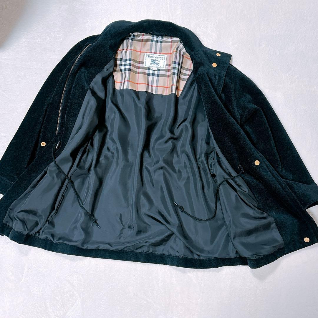 【Burberrys】モッズコート　ノバチェック　アウター　黒　レディースＭ相当