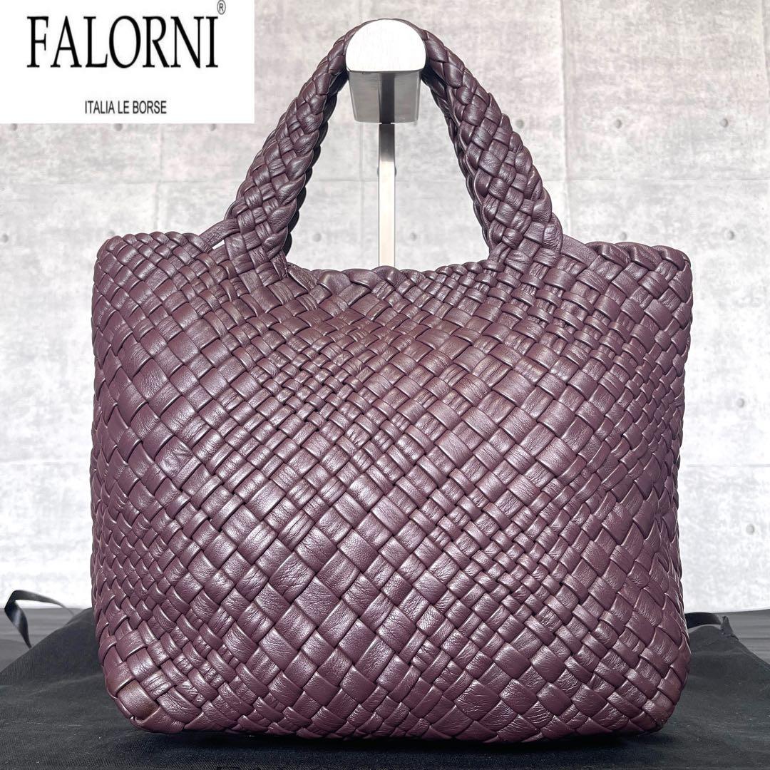 専用品FALORNI イントレチャート ボルドー ラムレザー ハンドバッグ