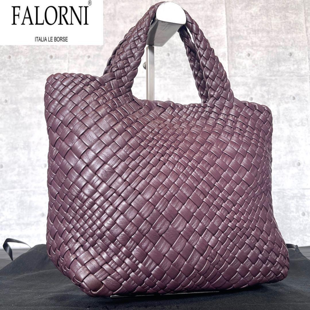 専用品FALORNI イントレチャート ボルドー ラムレザー ハンドバッグ