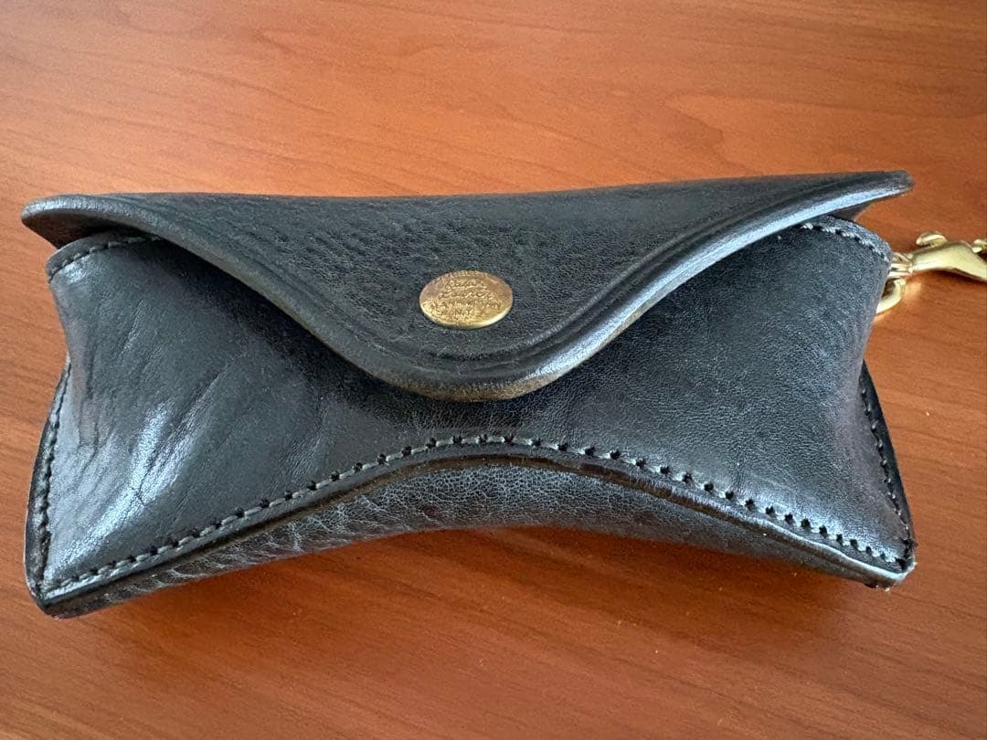 RRLレザーメガネケース　ダークグリーン