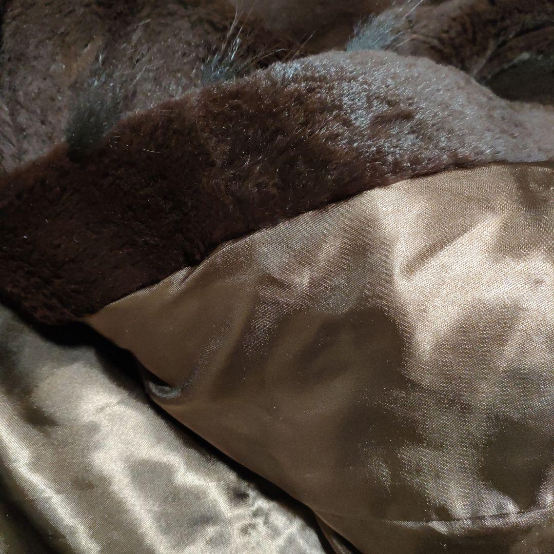 リアルファーフリルデザイン 毛皮コート ダークブラウン