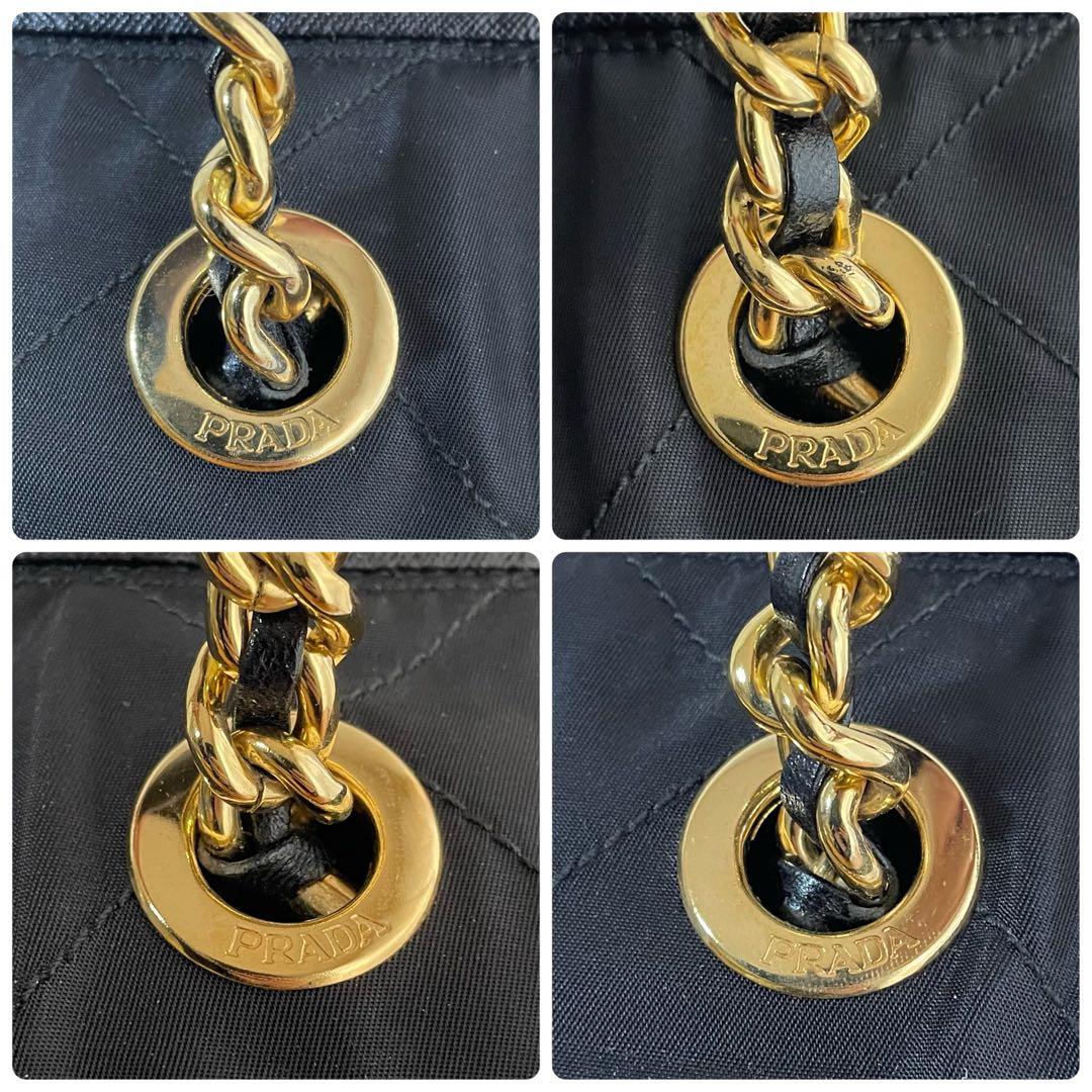 【極美品〜美品】プラダ キルティング ハンドバッグ ナイロン×サフィアーノレザー