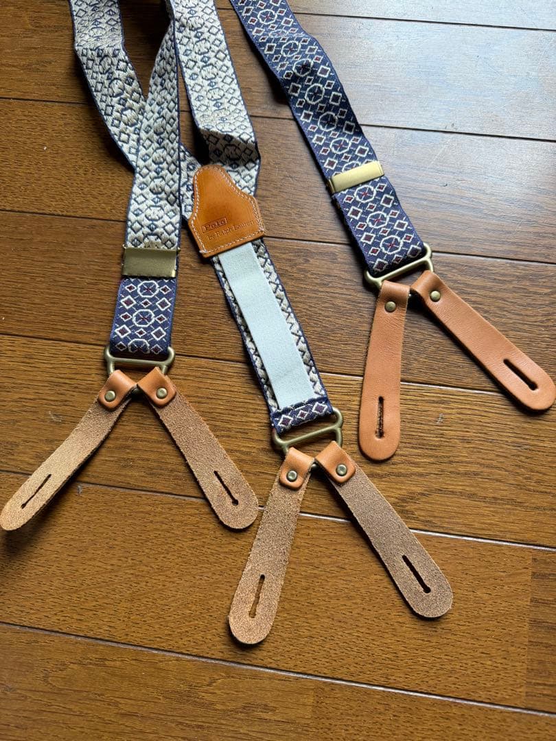 ポロラルフローレン サスペンダー 総柄 ラビットイヤー 真鍮金具