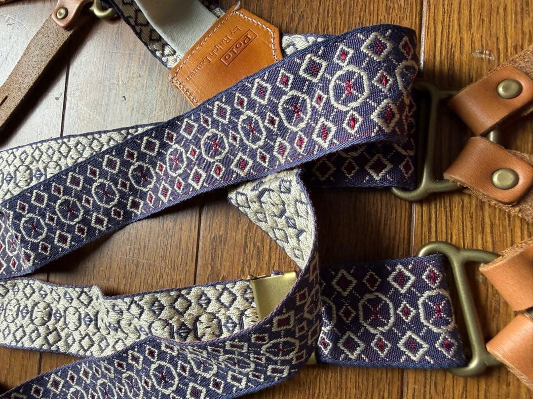 ポロラルフローレン サスペンダー 総柄 ラビットイヤー 真鍮金具