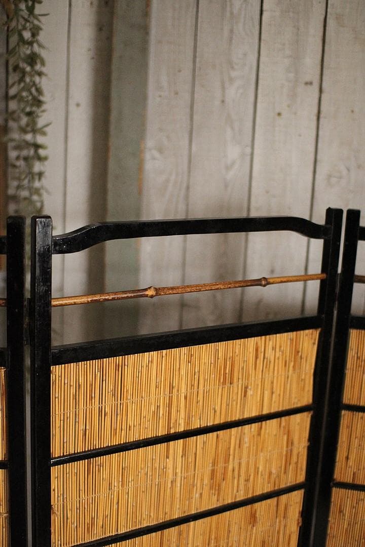 古い簾屏風　衝立　目隠し 四つ折り　透かし彫り　古民家　古道具