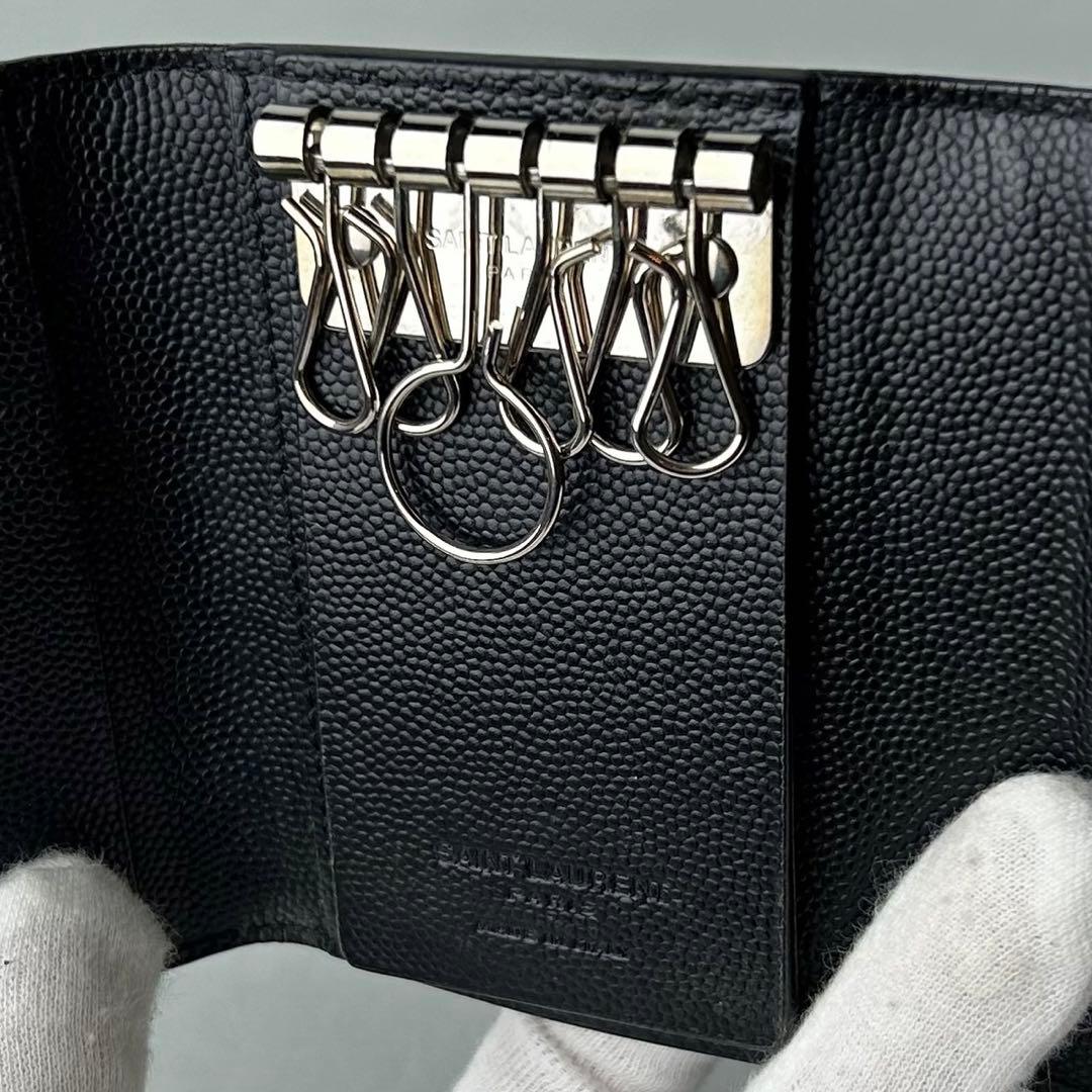 ✨美品✨　イヴ サンローラン　ロゴグラム　6連　キーケース　ブラック　状態良好◎
