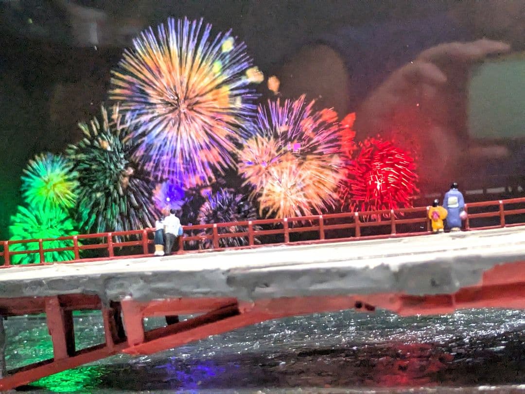 ジ*番様 Nゲージ・情景ジオラマ【橋から眺める花火…】