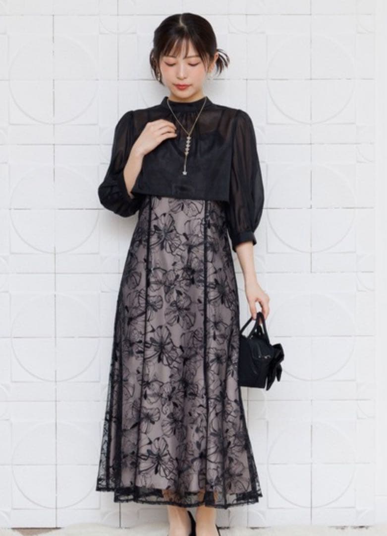 formforma パーティドレス シアーブラウス×スパンコール刺繍ドレス