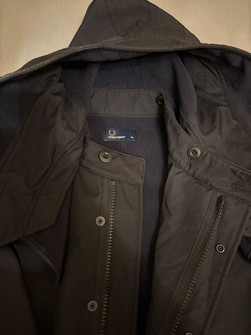 FRED PERRY フード付きモッズコート XS ダークグレー