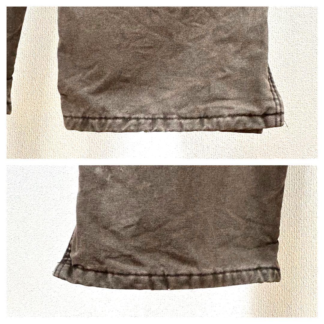 カーハートオーバーオールダブルニーダック地ペインターパンツw50革ロゴ極太古着