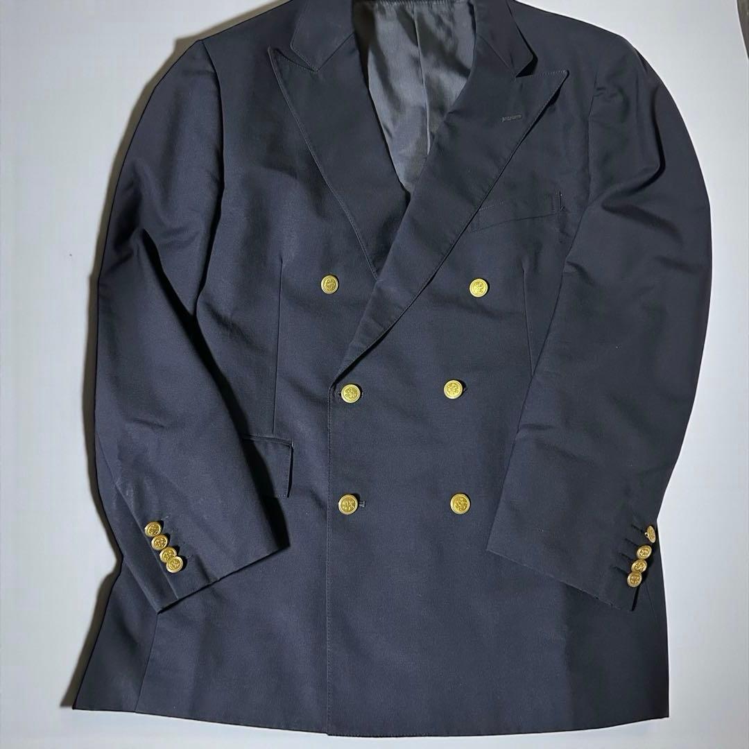 ジェイプレス 紺ブレ ダブルジャケット 金ボタン L相当 ウール100%日本製