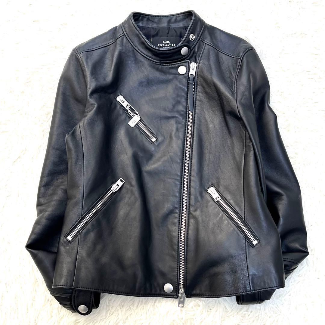 【極美品】コーチ レザージャケット アップタウンレーサー ラムレザー 黒