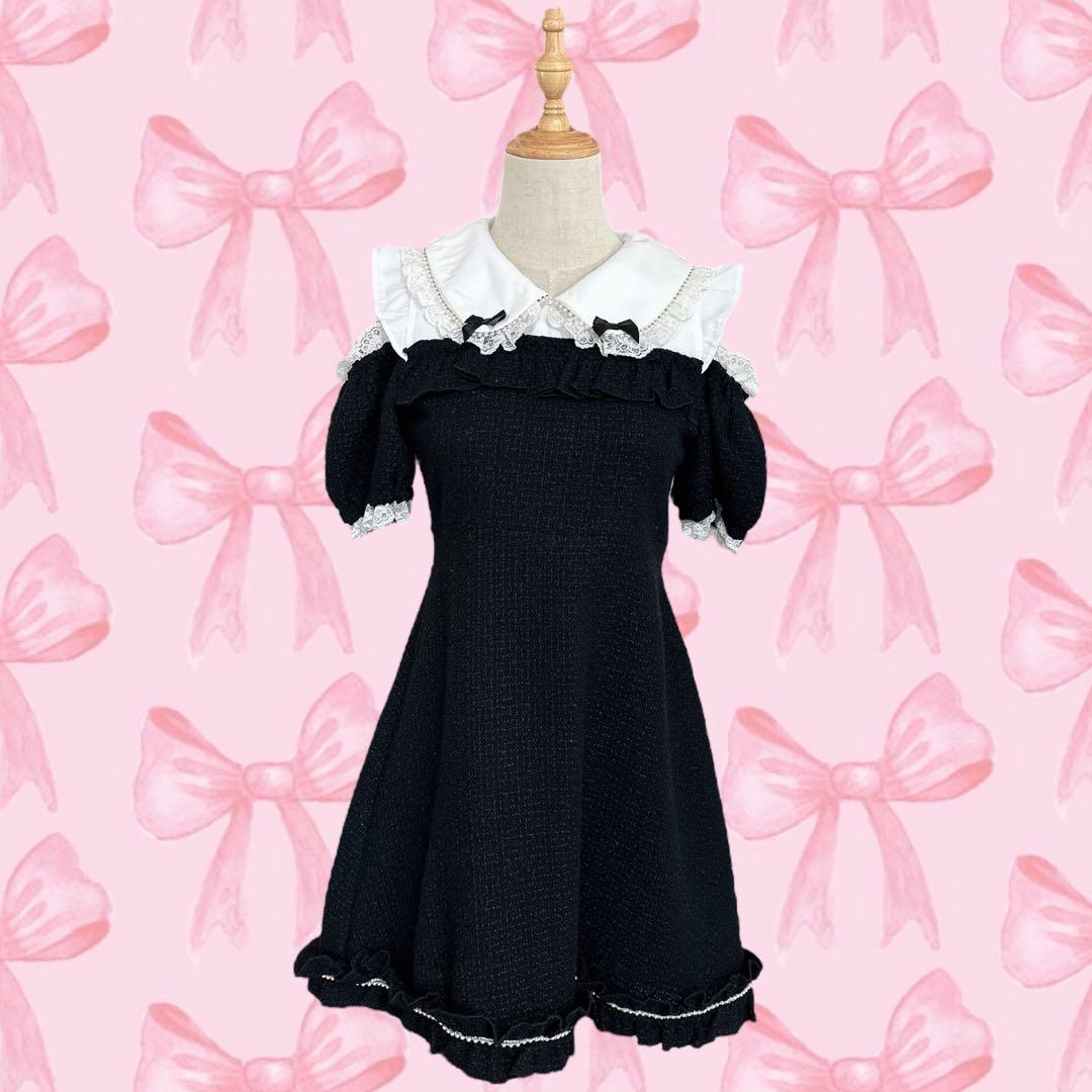 princess melody プリメロ ツイード フリル フレアワンピース