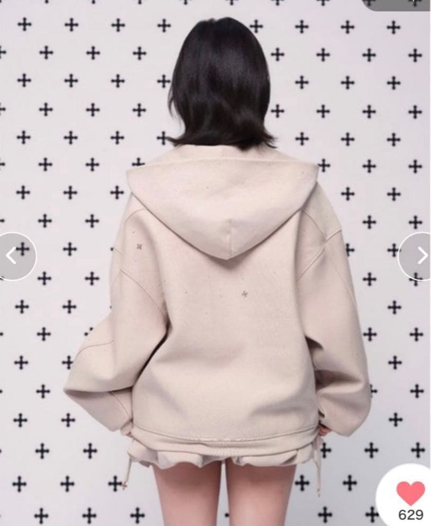 ANDWANG Kirakira jewel zip up beige Mサイズ