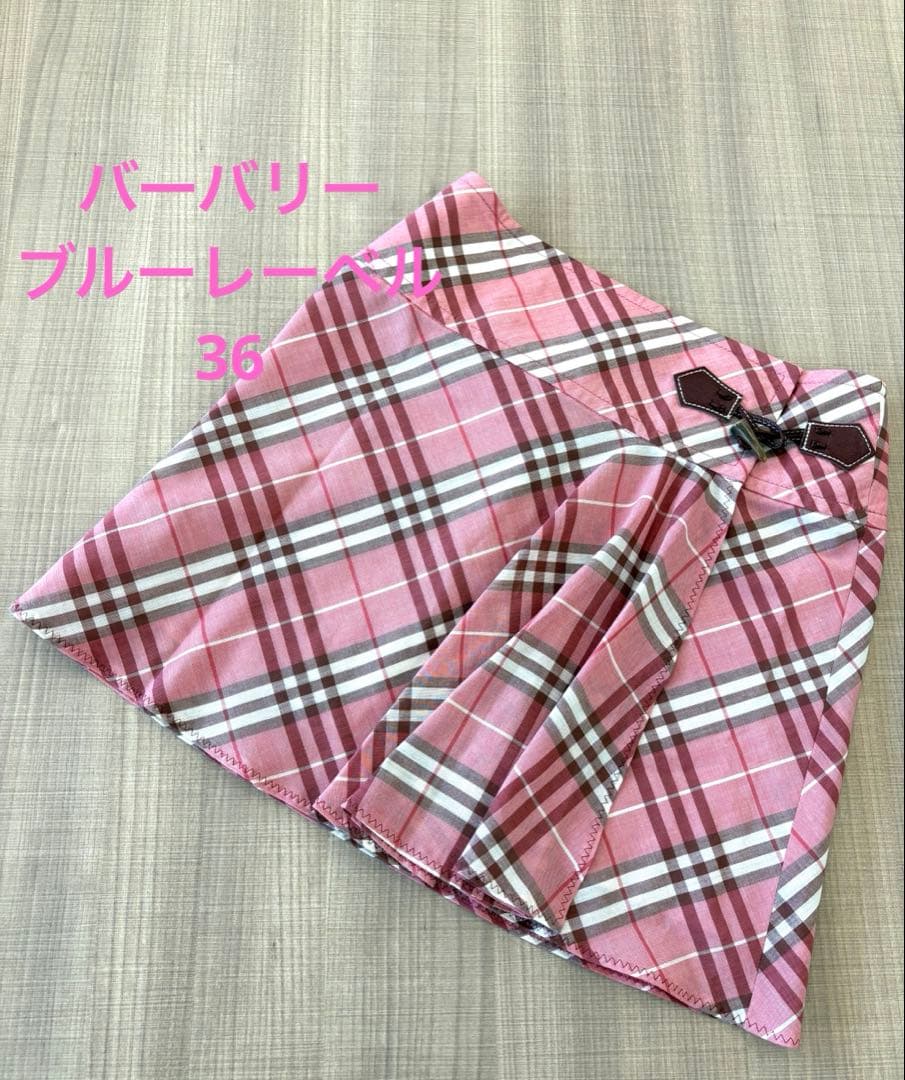 極美品✨バーバリーブルーレーベル 巻きスカート ピンク ノバチェック レア