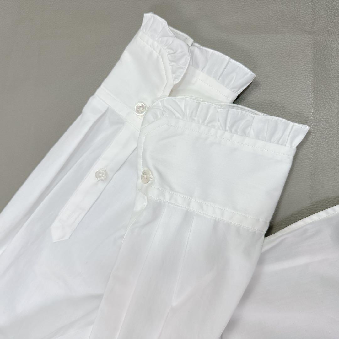 ユナイテッドアローズ フリル スタンドカラー シャツ ホワイト 38 超美品