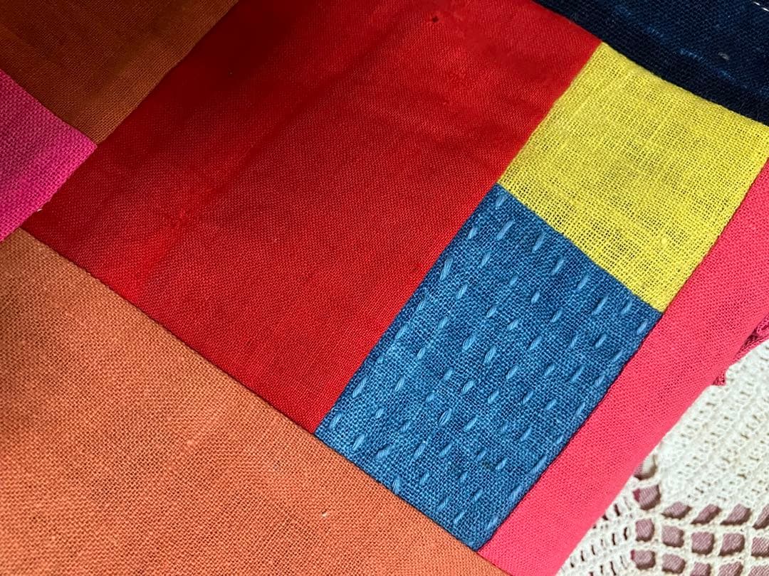 紅花染め茜染め草木染め藍染柿渋染め酒袋刺し子古布2wayショルダー手提げバック