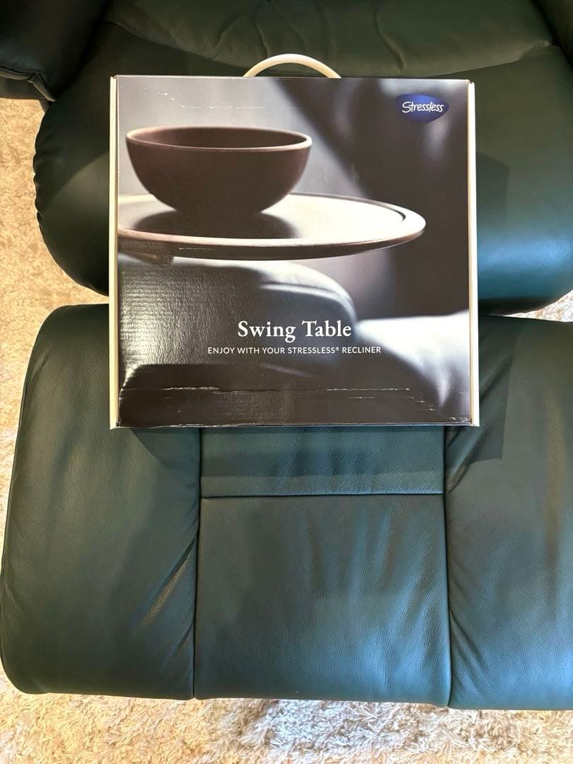 ①❗️再お値下げ❗️エコーネスストレスレスチェアレノMダークグリーン極美品テーブル付