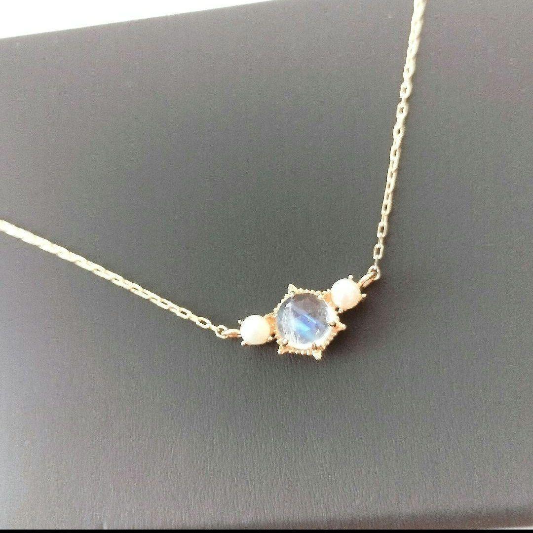 ミ*♪様 ノワールドプーペ K10 ネックレス ロイヤルブルームーンストーン パ