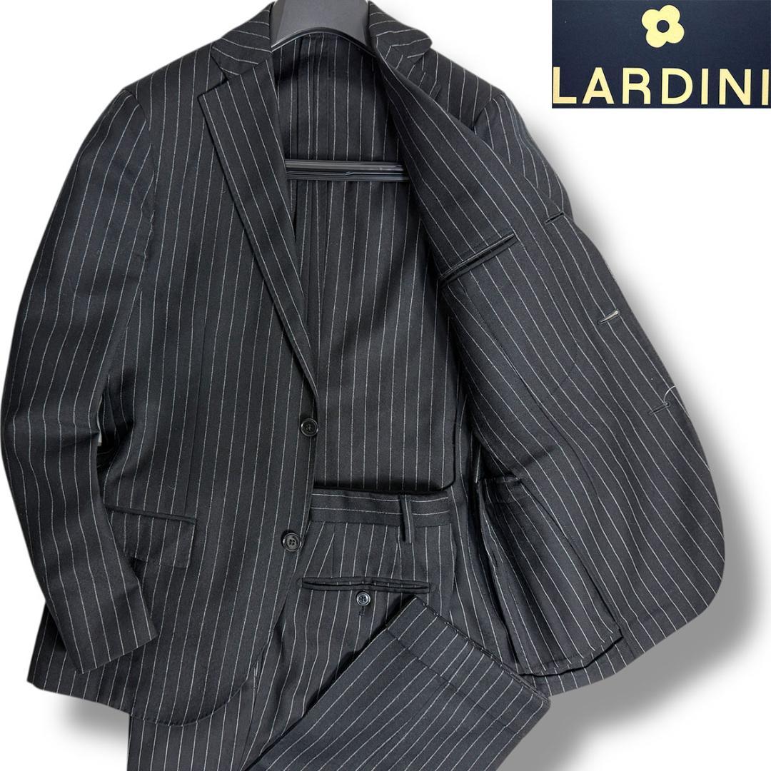 J7029 美品 ラルディーニ フランネルチョークストライプスーツ ブラック46