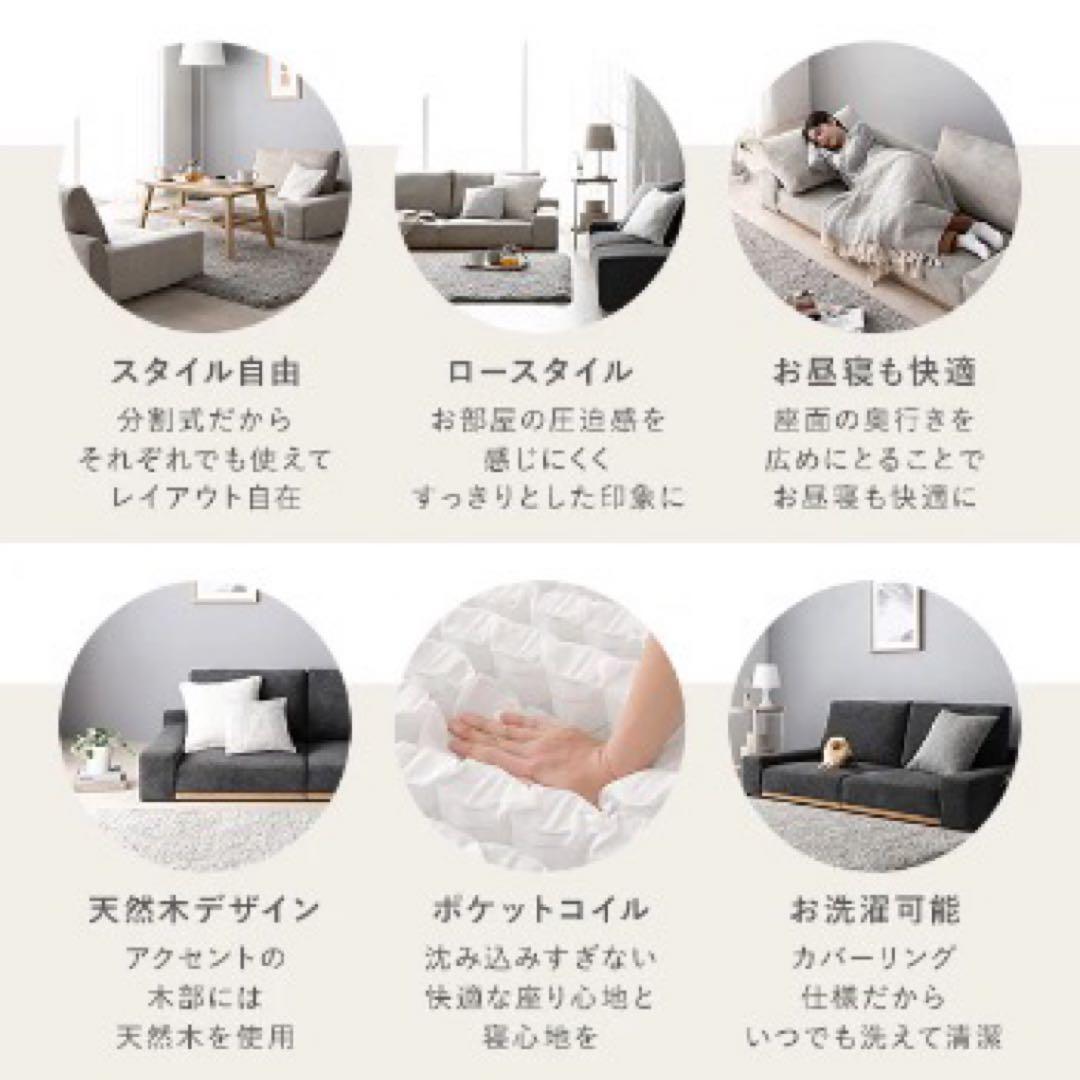 RASIK ローソファ 『Olson オルソン』170cm ダークグレー②