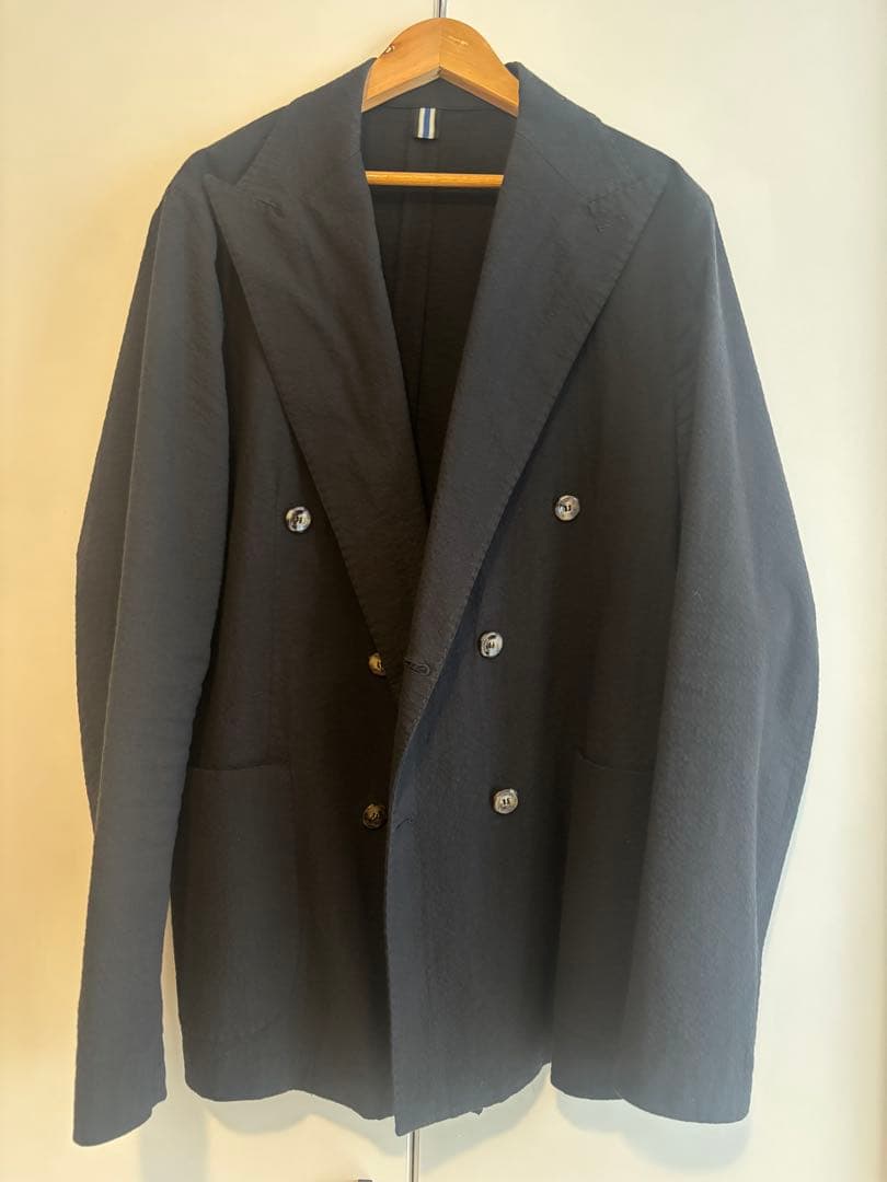 美品 バグッタ Bagutta シアサッカー XL 50 ダブル ブラック