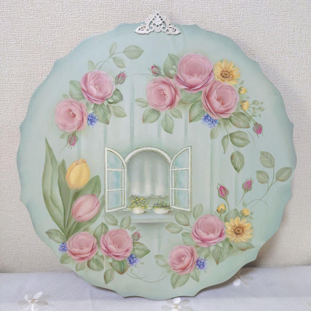 スカラップボード　両面描き　トールペイント作品