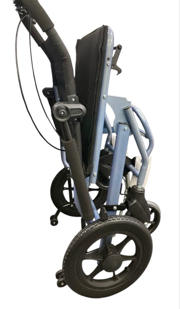 【開封済・未使用】 介助用 車椅子 旅行用 軽量 折りたたみ式 介助ブレーキ付き