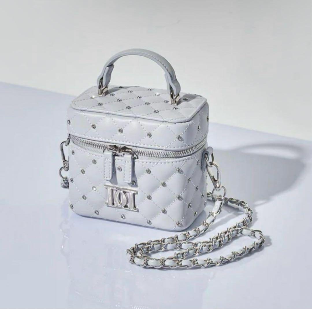 Darich キルティングビジュースクエアミニバッグ SAX