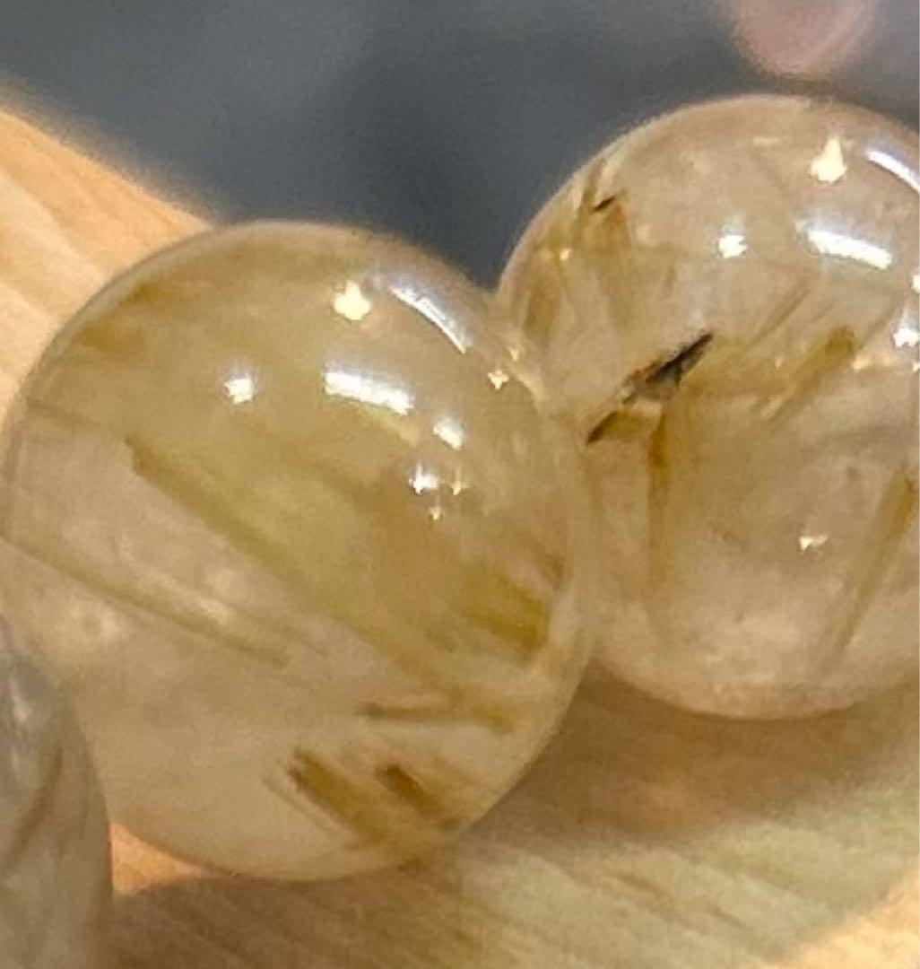 美品✨天然石★ゴールドルチルクオーツ21個★9〜9.5mm玉混合財運ブレスレット