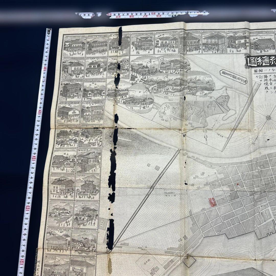 明治24年、「函館実地明細絵図」岐阜県平民、川瀬善一発行、銅版刻72×102cm