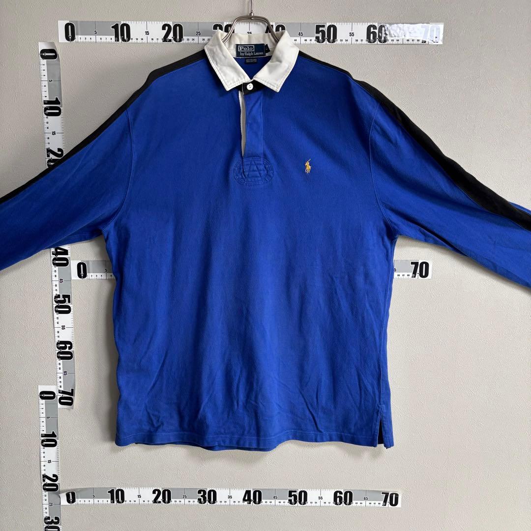 青 L POLO ポロ Ralph Lauren ラルフローレン長袖ラガーシャツ