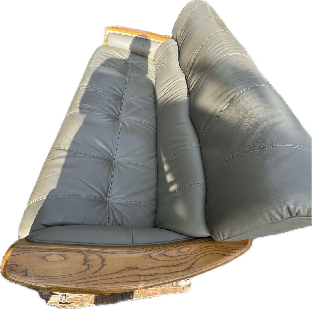 ② 浜本工芸 レザーソファ MADE IN JAPAN 本革張りソファ ３人掛け