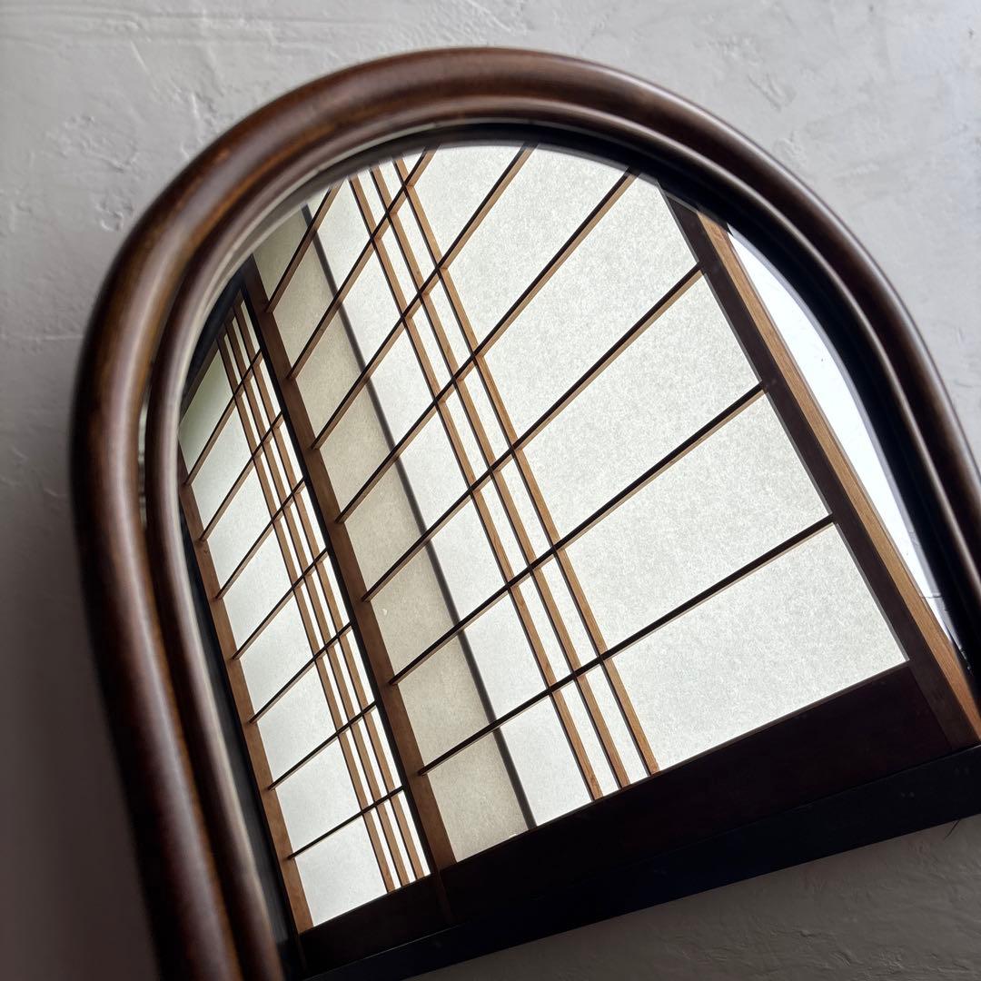 アンティーク ウォールミラー 籐 ラタン 姿見 立て掛け 昭和レトロ 古道具