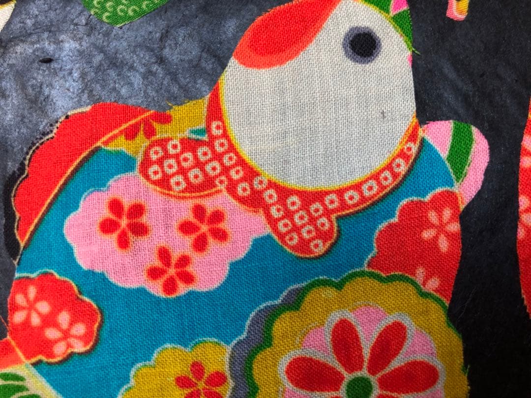 一閑張り　一閑張りバック　 犬張子 狛犬　古布沢山　可愛い　 少し大きめ