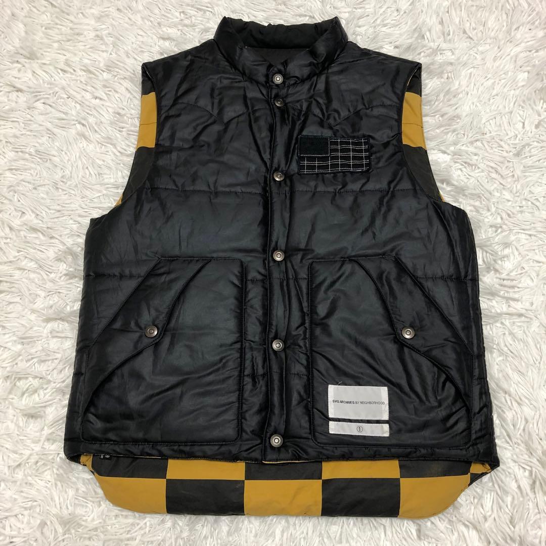 neighborhood ベスト　チェッカー　イエロー×ブラック　リバーシブル