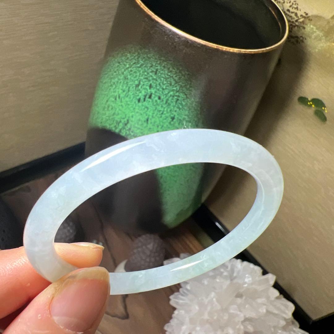 本翡翠、 氷種丸型バングル　〜52