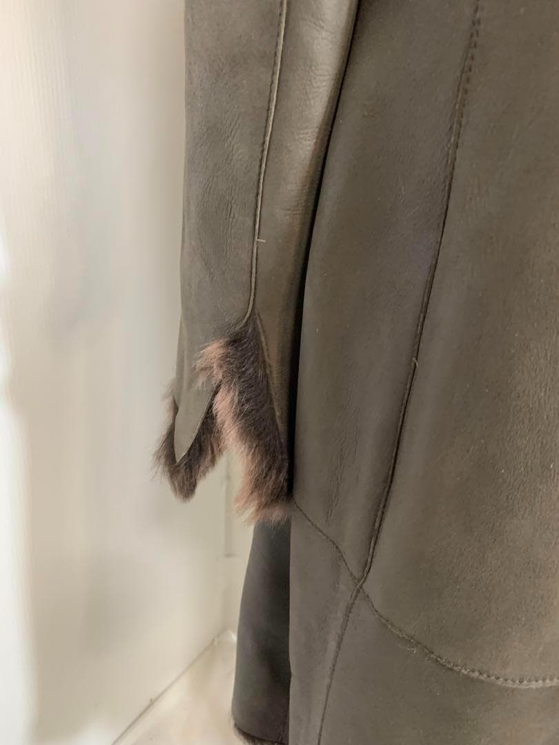 [ブリエ]羊革　リアルファー　レザー　ロング丈コート　イタリア製　美品　高級