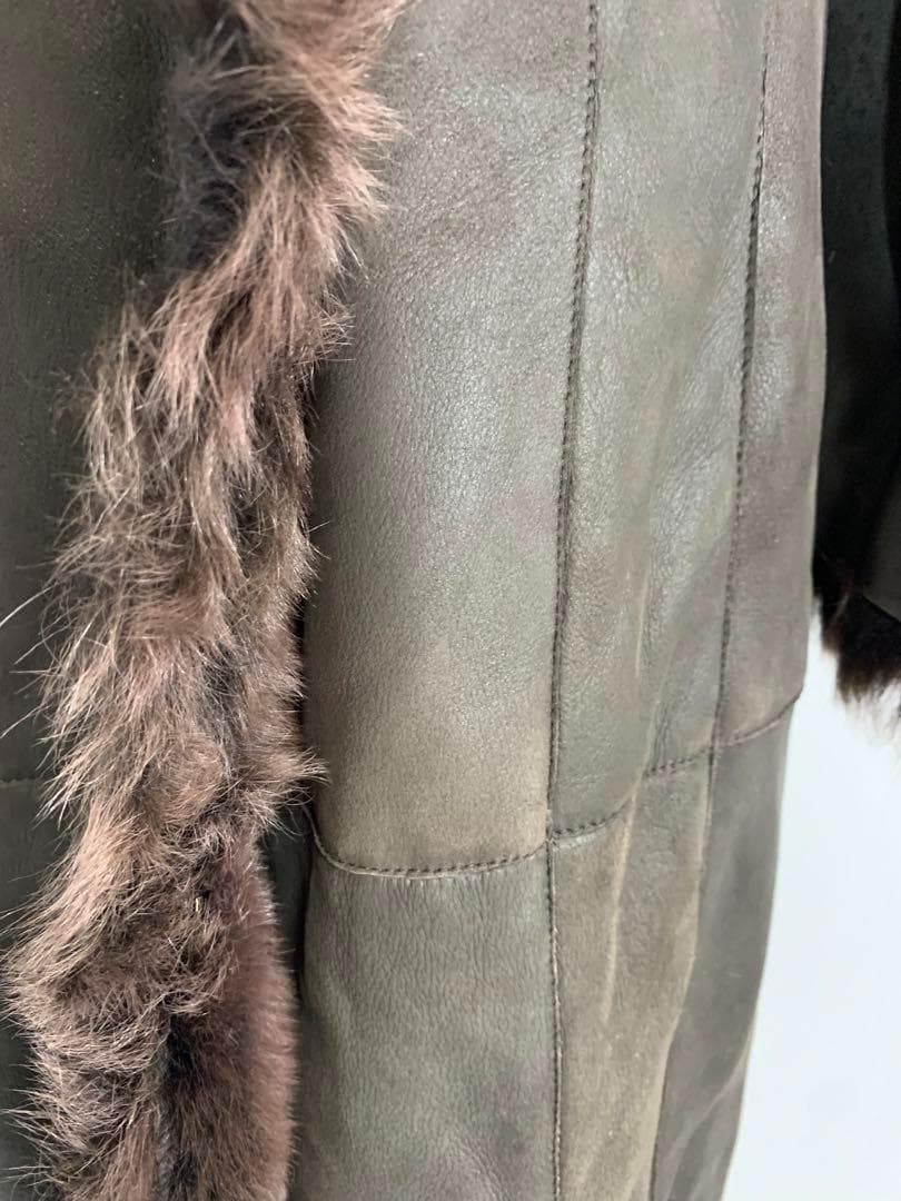 [ブリエ]羊革　リアルファー　レザー　ロング丈コート　イタリア製　美品　高級