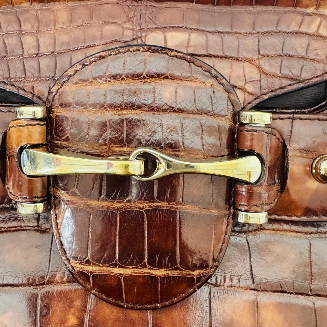 ✨GUCCI✨グッチ✨クロコダイル✨ブラウン✨ヴィンテージ✨ハンドバッグ✨