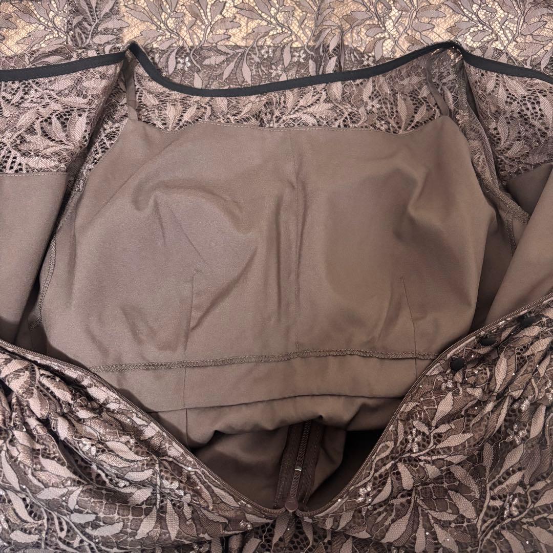 ドリードール　総レースドレス　ラメ　フレアスカート　インナーカップ　ブラウン