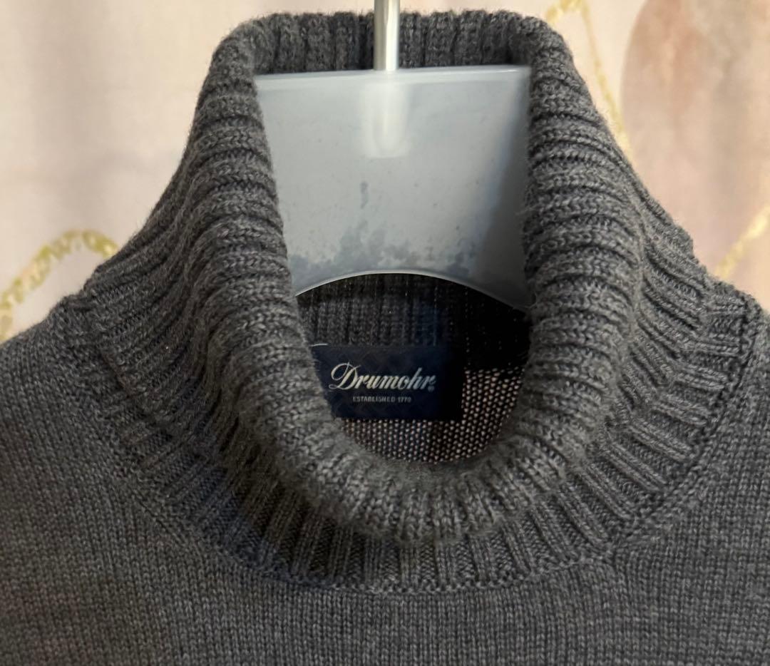 ドルモア ミドルゲージ メリノウール タートルネックニット イタリア製 グレー