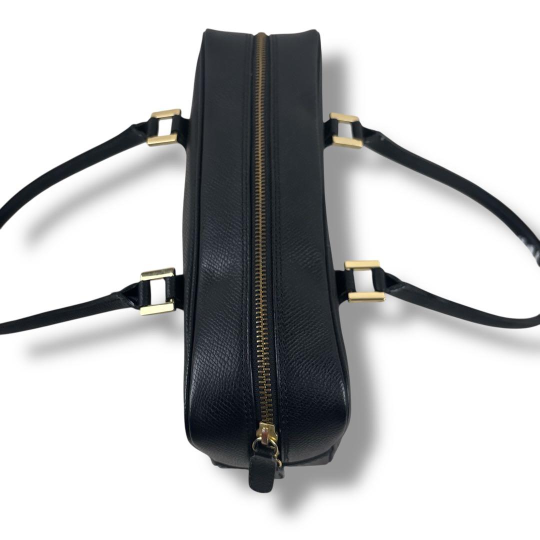 美品 バーニーズニューヨーク レザー ハンド バッグ フォーマル ブラック 金