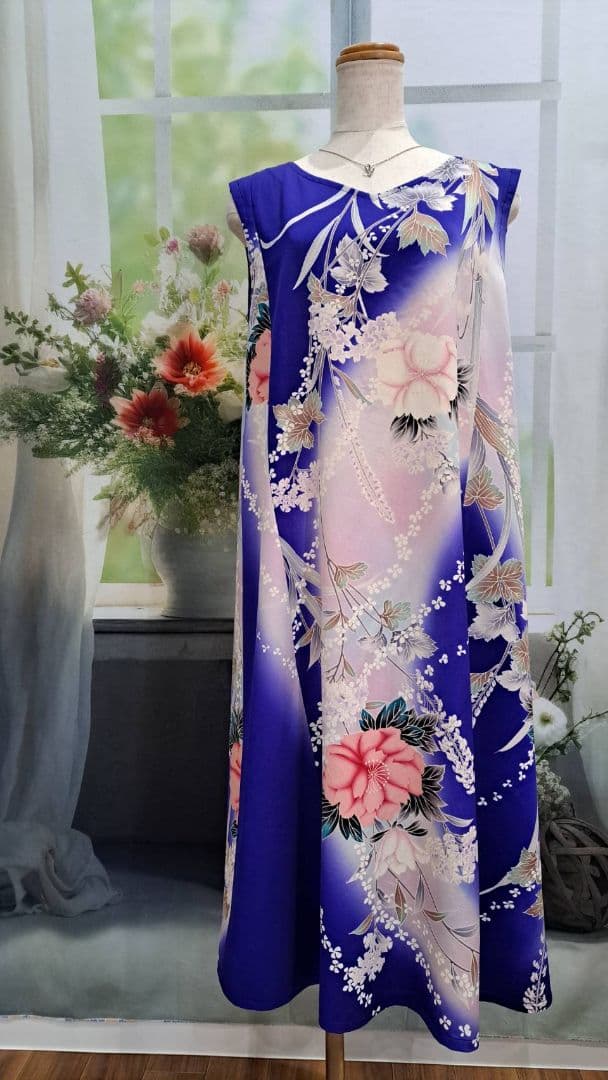 着物リメイク　ワンピース　ドレス　正絹　振袖　ハンドメイド