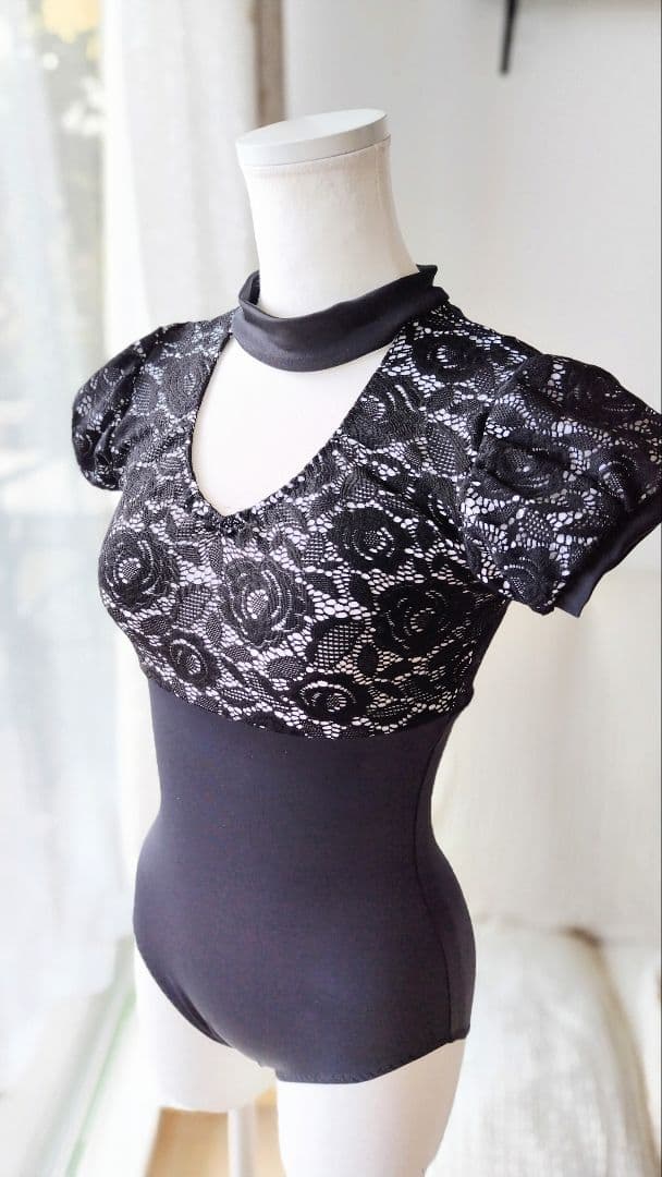 チョーカー風娘役黒レースレオタードS～Mサイズ
