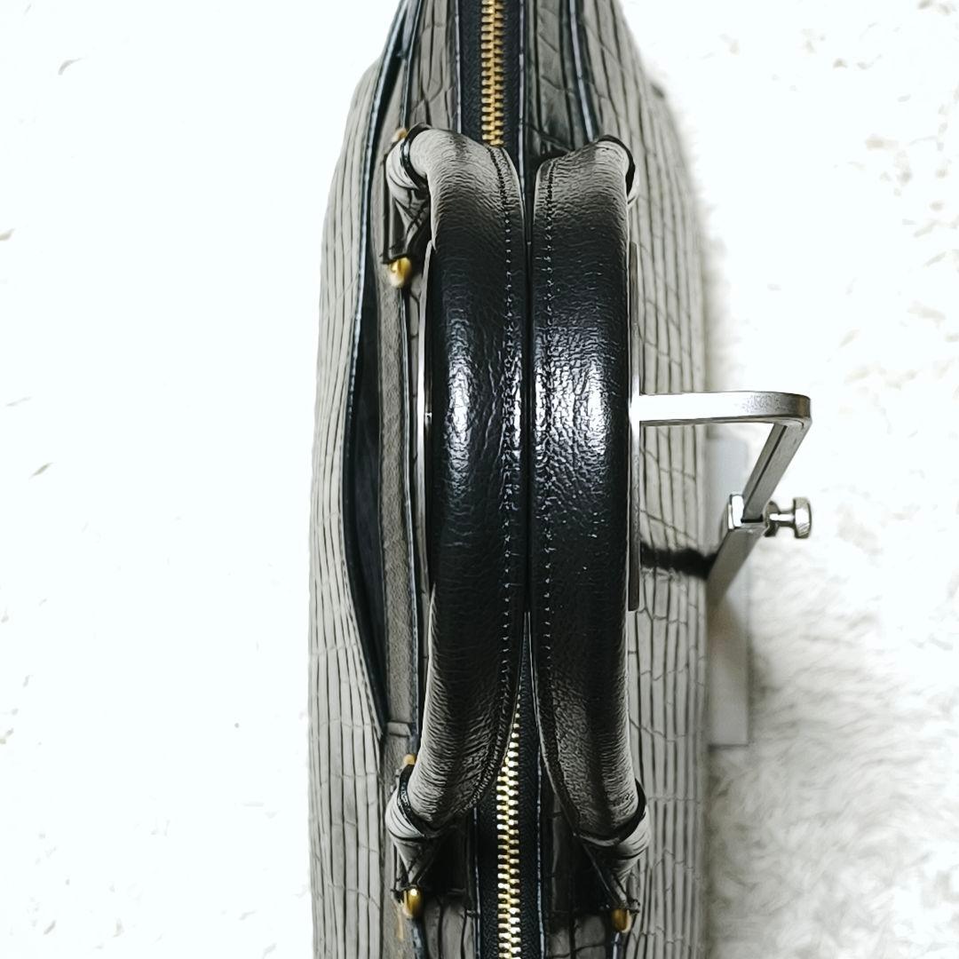 サマンサキングス クロコ型押し レザー ビジネスバッグ ブラック A4 PC収納