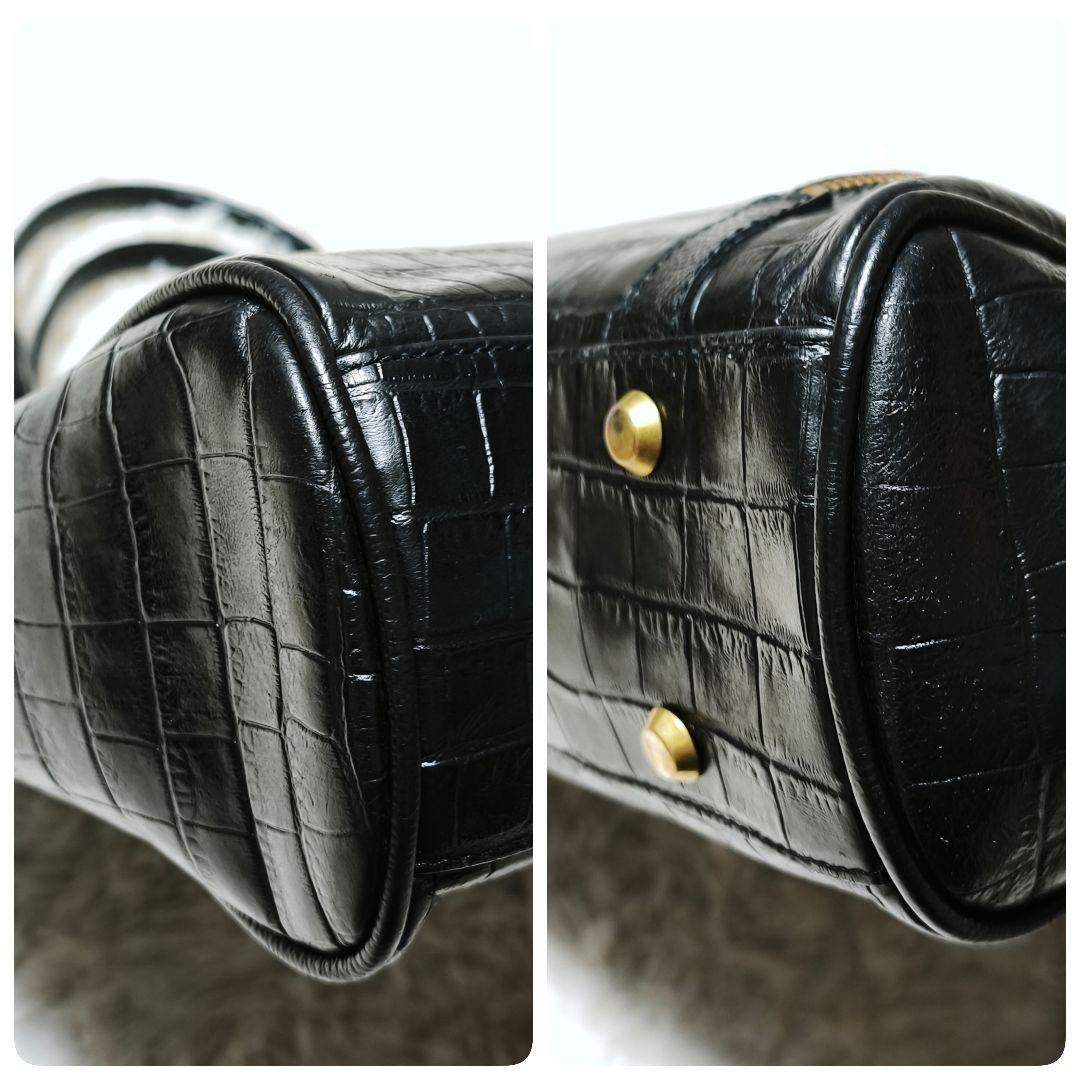 サマンサキングス クロコ型押し レザー ビジネスバッグ ブラック A4 PC収納