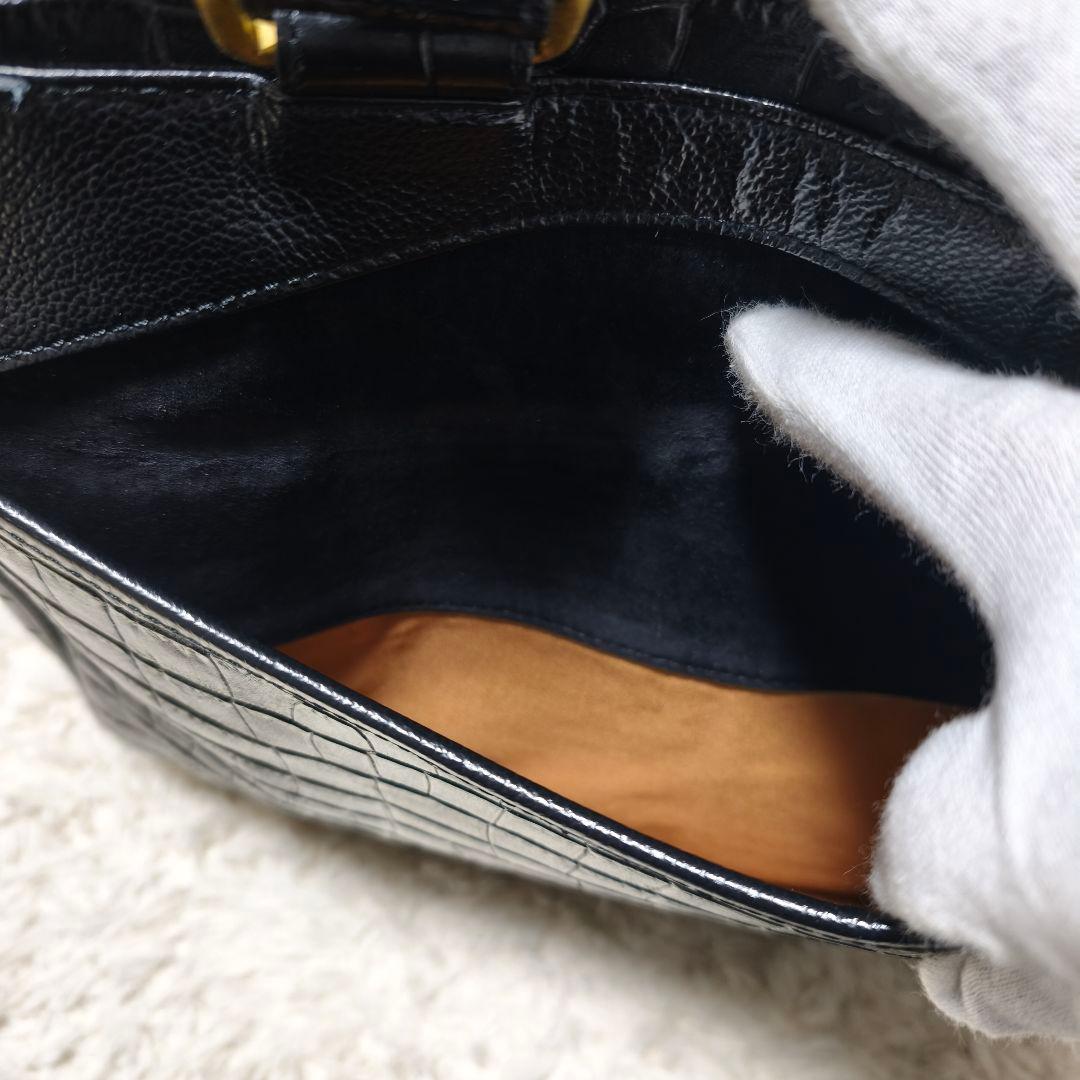 サマンサキングス クロコ型押し レザー ビジネスバッグ ブラック A4 PC収納