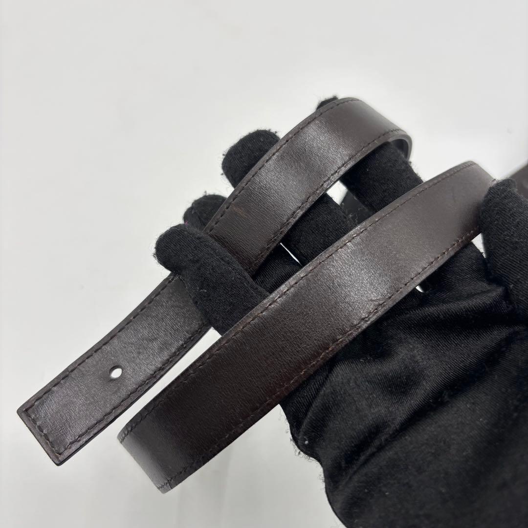 HERMES エルメス リバーシブル レザー ベルト Hバックル 黒　茶