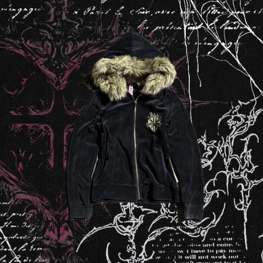 00s y2k 平成ギャル ベロア ファー パーカー グランジ パンク